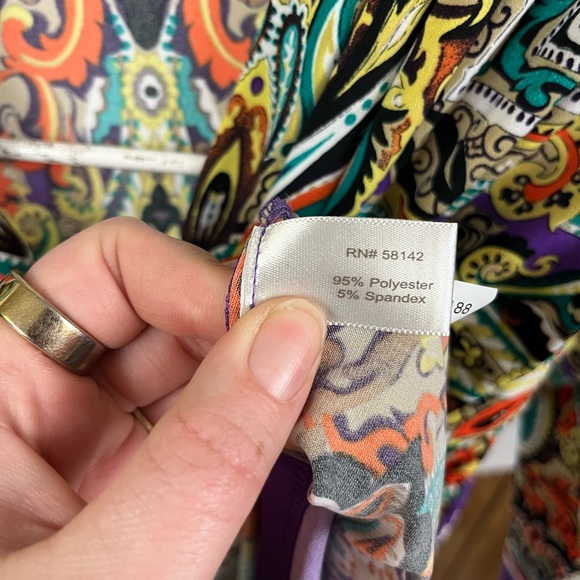 Boston Proper Printed Vibrant V-Neck Leg Slit Twist Front Maxi Dress- Size 4 - Picture 4 of 8